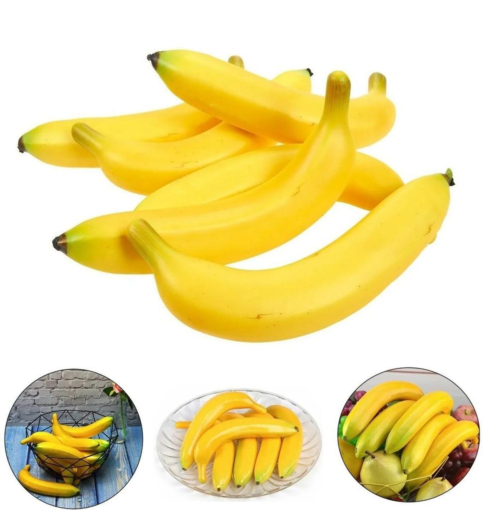 6 Pcs Plastic Artificial Bananas Simulation Fruit Props Decor Kit Practical For Home Decoration Accessories