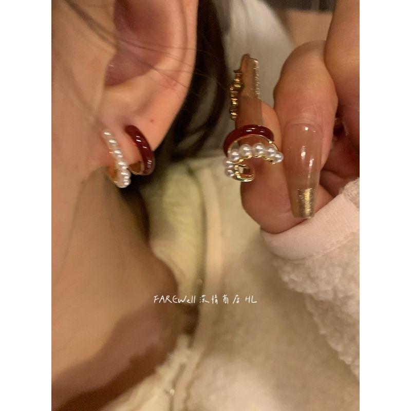 Super Delicate ~ Pearl Earrings 2025 New Arrival Red Earrings Christmas Stud Earrings Accessible Luxury Fancy Temperamental Earrings Women