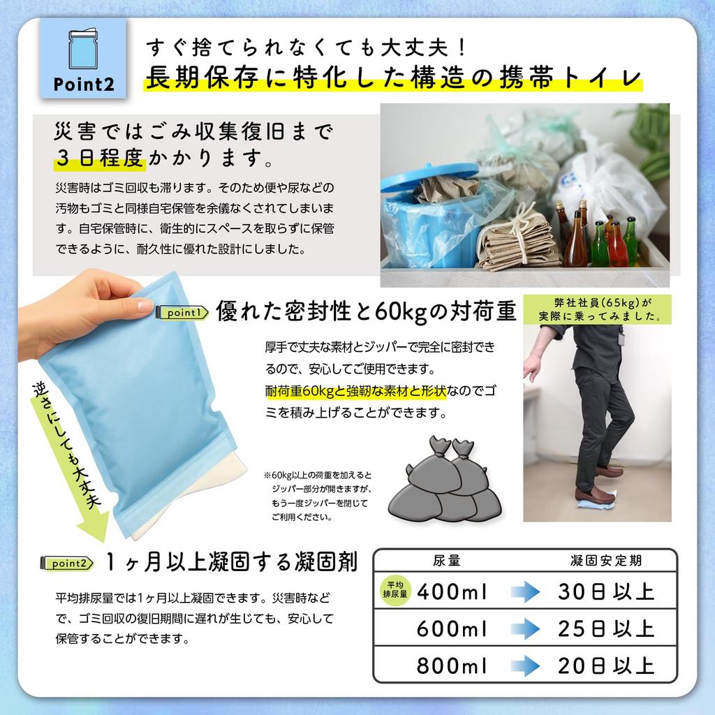 SEIWA Disaster Preparedness Supplies: Portable Toilet, Toilet Bags, Disposal Gloves, and Garbage Bags (30-Use Set) - 30-Use Sets