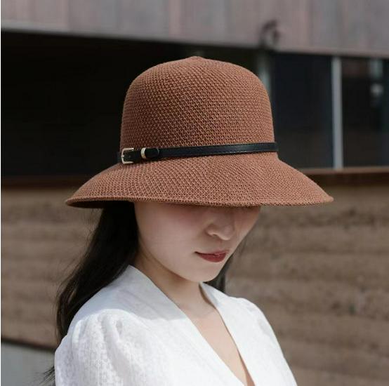 Stylish Women's Bucket Hat with Leather Buckle - Sun Protection for Spring and Summer