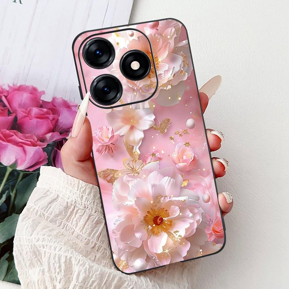 Luxury Matte Silicone Soft Case For Tecno Spark 10c 10 Pro Spark10 4G 5G KI5k KI5q KI7 KI8 Capa Flower Loving Heart Bowknot Etui
