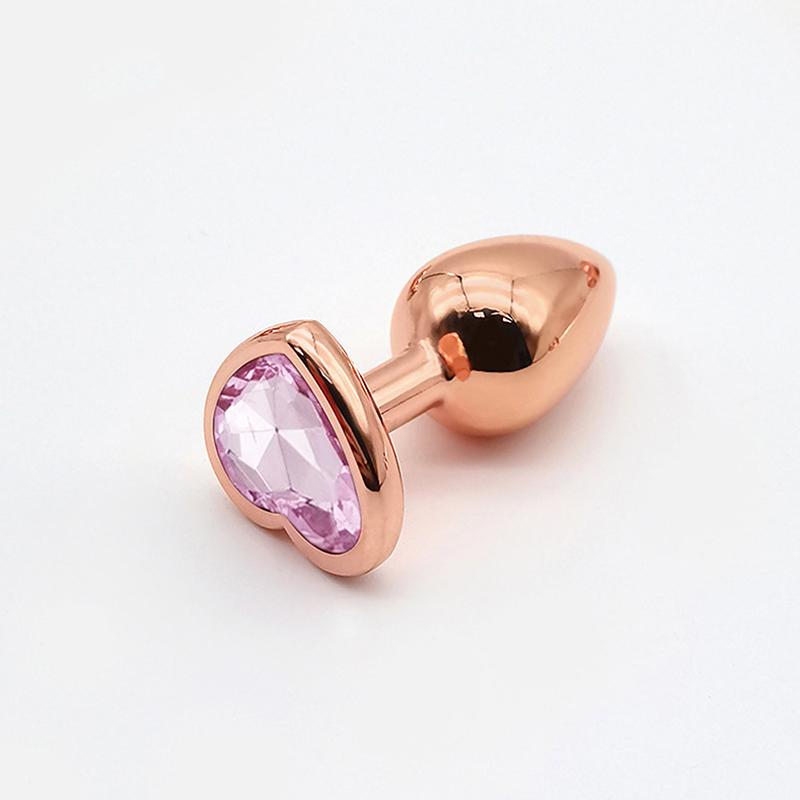 Rose Gold Heart Shape Crystal Metal Anal Beads Butt Plug Prostate Massager Stimulator Adult Gay Products Sex Toy For Female Male