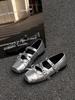 Mary Jane silver bow small single shoes women's 2025 new skirt French light mouth flat ballet shoes single shoes