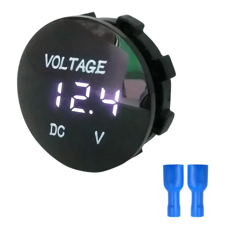Mini Round Waterproof Motorboat Motorcycle DC5V-48V LED Panel Digital Voltmeter Tester Monitor Display Voltmeter