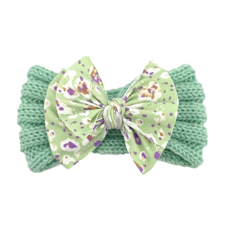 New children's headband headband, printed bow knitted wool headband, baby headgear hair accessories Baby