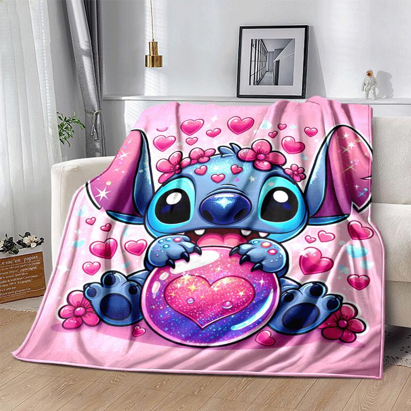 1pz Coperta con Stampa Stitch - Morbida, Coperta per Tutte le Stagioni per Soggiorno, Camera da Letto, Viaggio