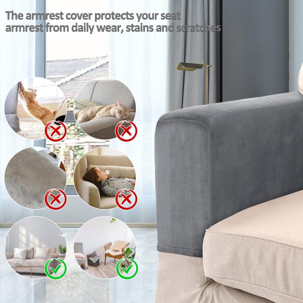 2pcs Sofa Armrest Protector Universal Armchair Covers Non-Slip Soft Warm Couch Arm Rest Covers Thickened Furniture Protector