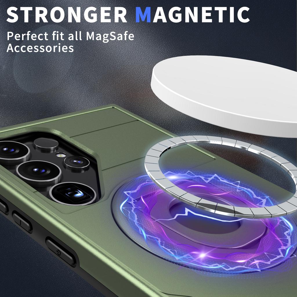 For Samsung Galaxy S24 Ultra Magnetic Case Ring Kickstand PC+TPU Phone Cover