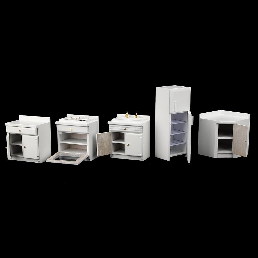 1 : 12 Mini Holz Puppenhaus Integrale Küchenmöbel Miniatur Handwerk Haus Spielzeug WeißMini