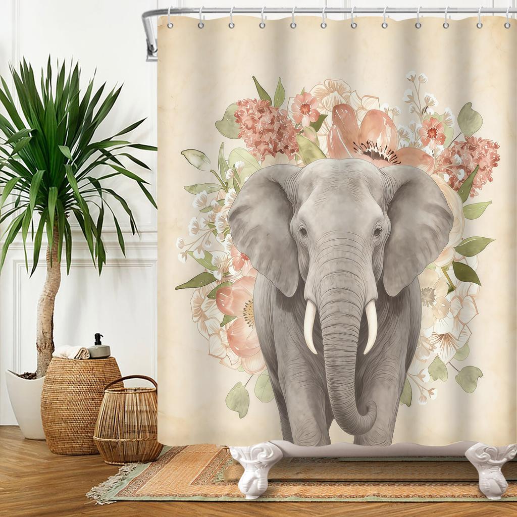 Cute Animal Theme Waterproof Shower Curtain Adorable Animals Bathroom Decor with Hooks For Bathtub Bathroom Screens Home Decor
