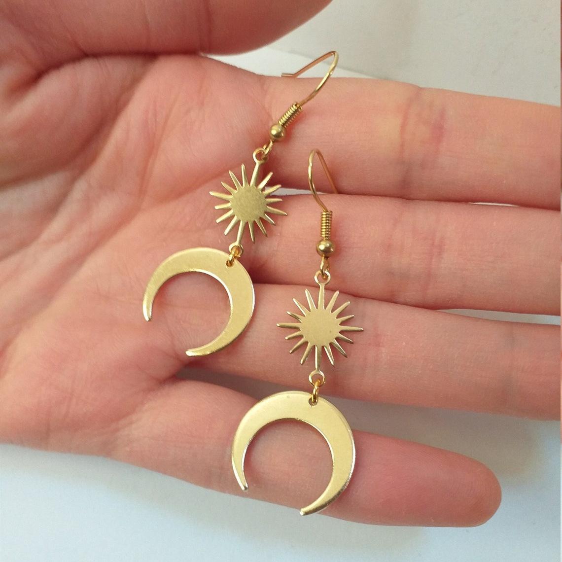 

Новые серьги золотого цвета «Солнце и Луна», креативные украшения для женщин, подарок