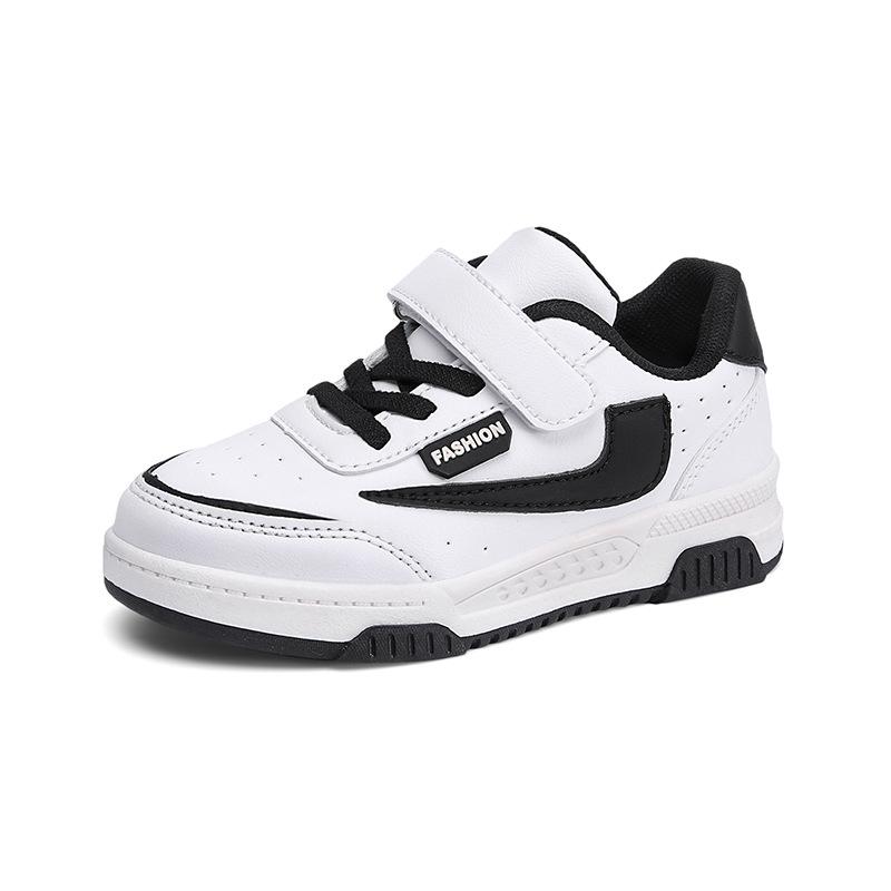 New Boys' Non-Slip Breathable Skate Shoes - Lightweight, Casual White Leather for Spring and Autumn