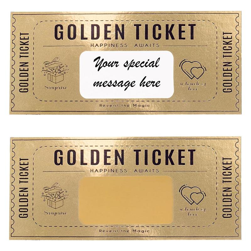 

1 комплект Deluxe Golden Ticket Surprise Scratch Off Card Christmas Surprise Reveal Card Scratch Off Ticket Surprise Gift Raffle Gift