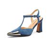 Fashion 2025 New Women Pumps Shoes High Heel Genuine Leather Fashion Casual Summer Sexy Square Toe Office Shoes Sandal Party Woman 34-41