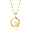 Irregular Ring Pearl Pendant, Titanium Steel Necklace Plated With 18K Real Gold, Retro Niche Design Does Not Fade.