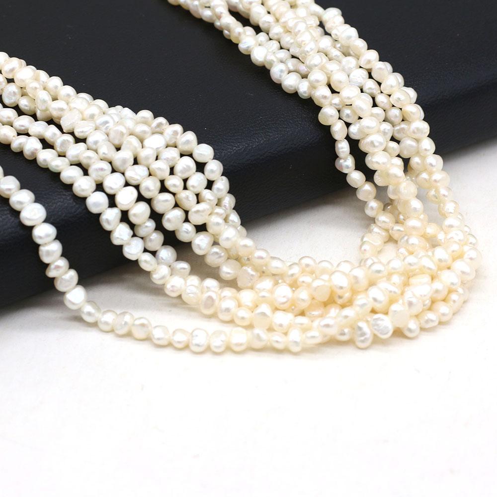 1String, 3-4mm White Natural Freshwater Nugget Pearls 36cm Loose Beads for Handmade Jewelry Craft Supplies, DIY Holiday Gifts