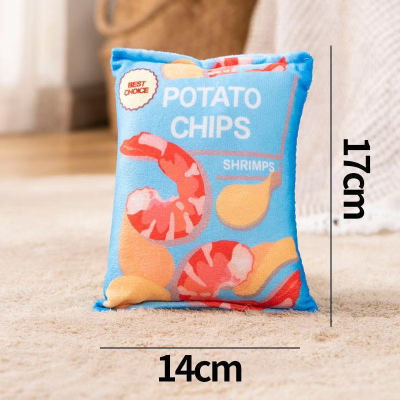 New Pet Toy Simulation Potato Chip Bag with Wear-resistant and Bite Resistant Design, Novel and Easy To Clean, Squeaking Sound Making Toy
