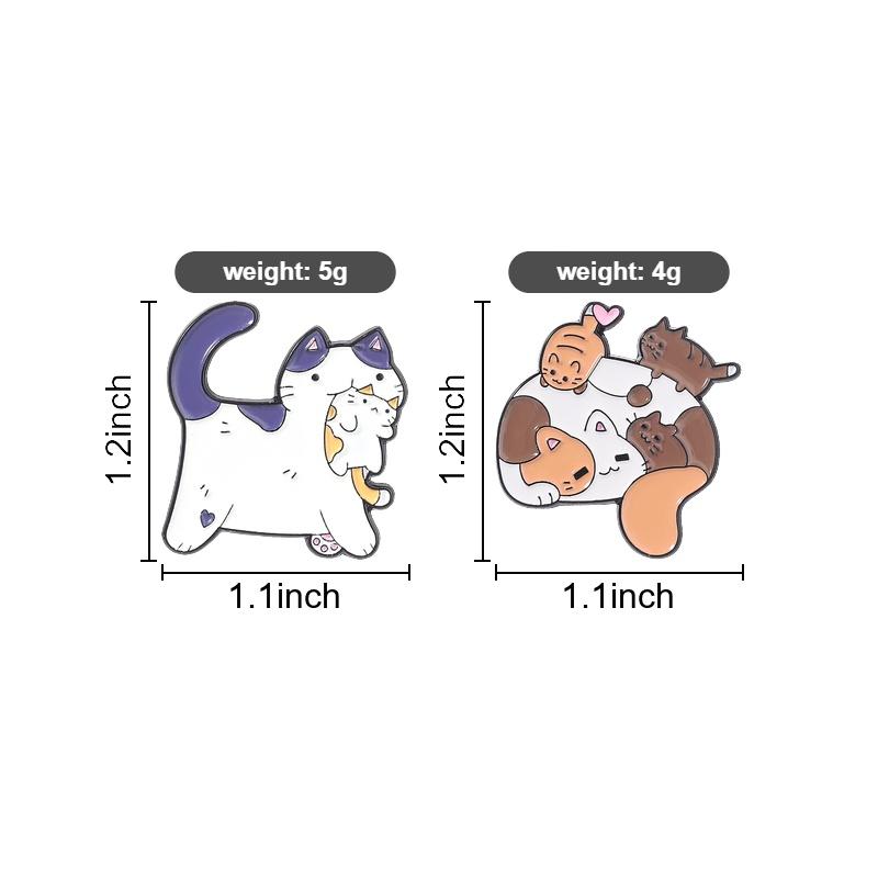 Xiaomi Cartoon Cat Mother Kittens Enamel Pin Cute Chubby Cat Parent-Child Interactive Play Brooch Lapel Badge Jewelry Gift for Friends
