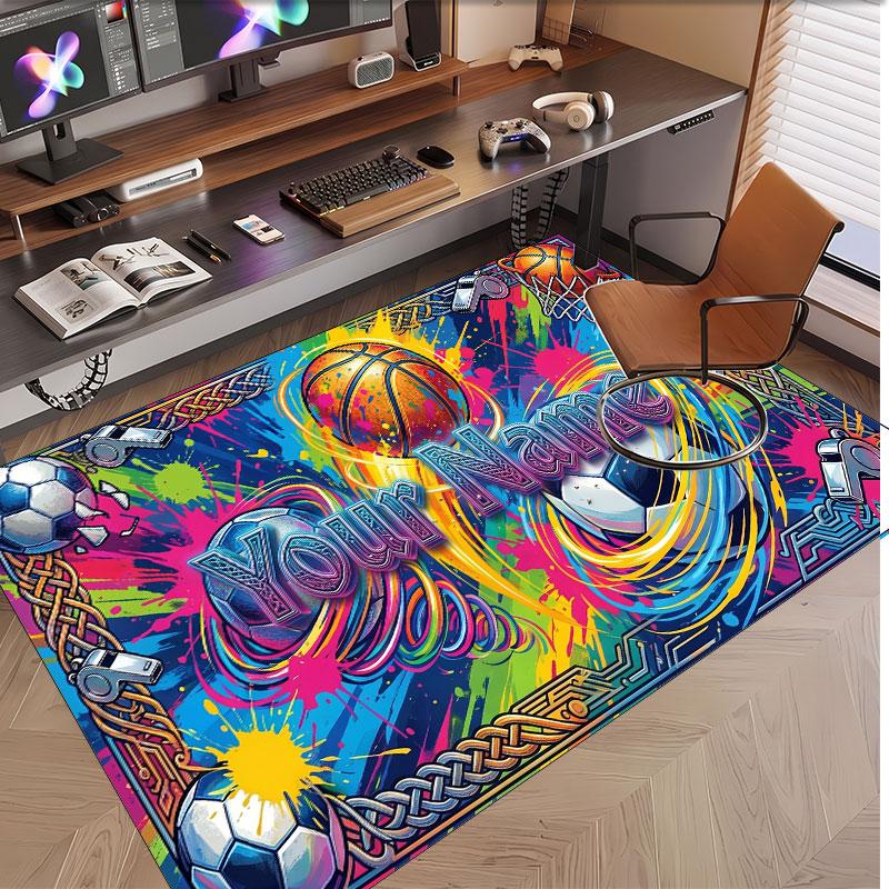 Decorative Artwork Theme Soft Crystal Velvet Rug Custom Name & Text Print Non Slip Floor Rug for Bedroom Living Room