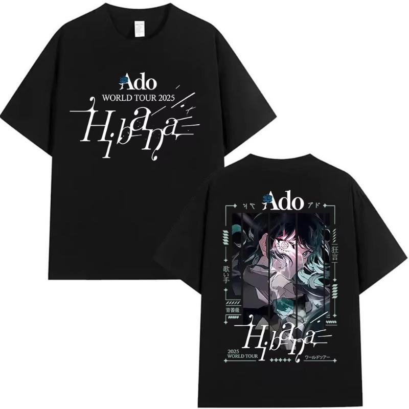 Japanese Ado Hibana WORLD TOUR 2025 New TShirts Unisex Women Clothing Gothic Short Sleeve T Shirt Hip Hop Oversized Cotton Tshirt