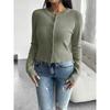 Autumn and Winter Tops for Women, Temperament Slim Cardigan, Buttoned Long-sleeved