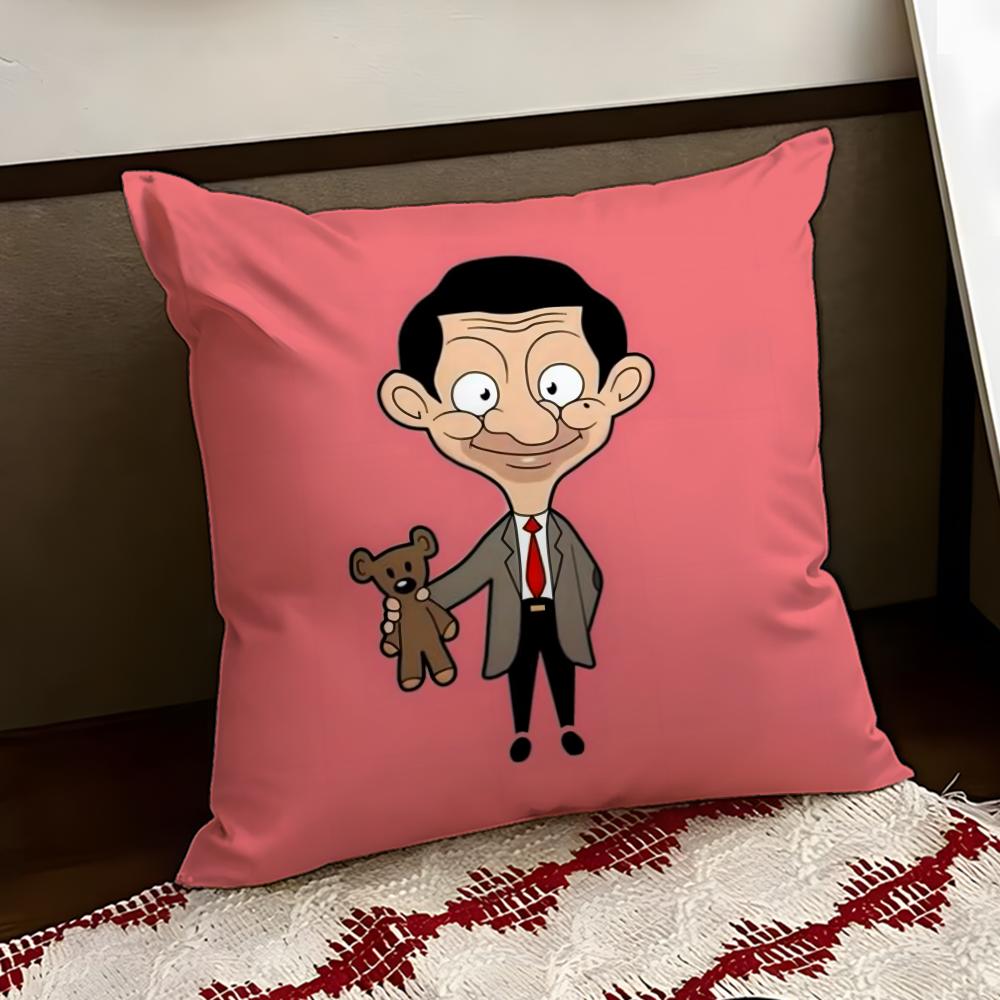 Mr BBean Cartoon Cushion Cover Reversible Soft Durable Pillow Cover Home Car MultiScene Use for Daily Comfort