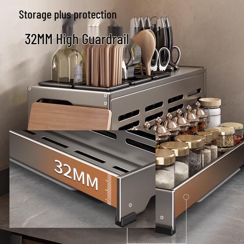 Multifunctional Kitchen Condiment & Knife Storage Rack
