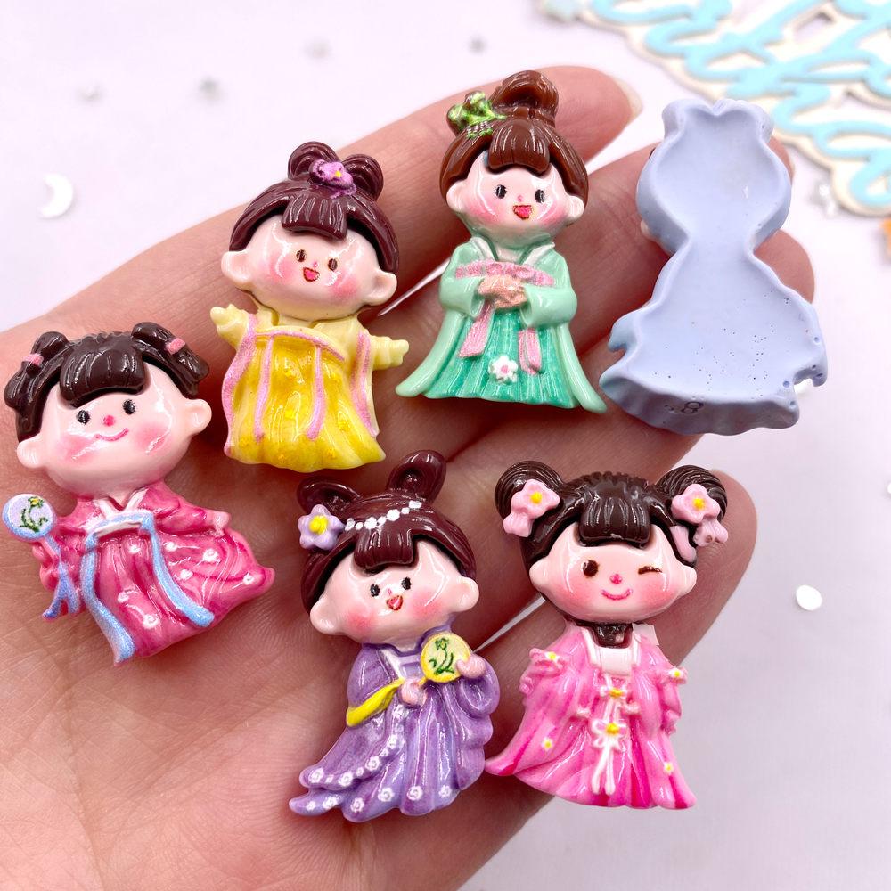 10 STÜCKE Harz Bunt Cartoon Kawaii Chinesischer Stil Prinzessin Mädchen Flache Rückseite Steine Figuren Scrapbooks DIY Schleifenzubehör Handwerk