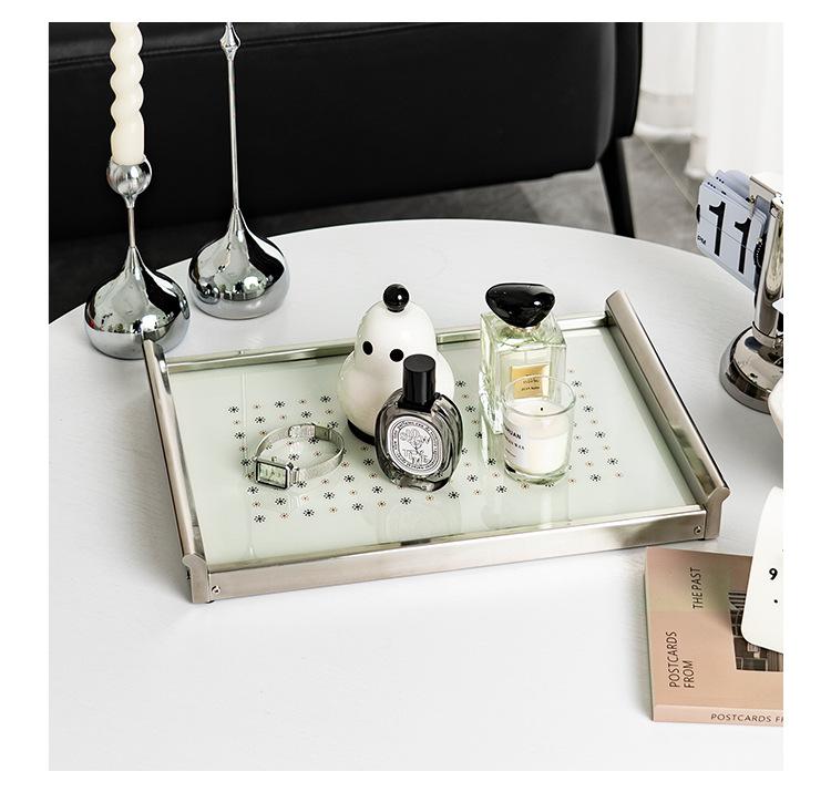 Modern Stainless Steel & Acrylic Aromatherapy Tray, Luxury Desktop Storage Organizer, High-End Decorative Ornament for Home