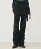 Nigaennikol Shirring Layered Skirt Pants_Black