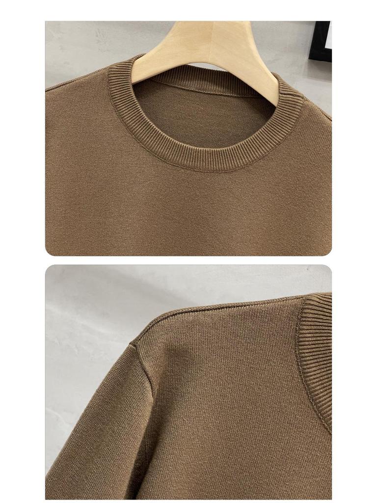 Męski sweter dzianinowy z okrągłym dekoltem w jednolitym kolorze - Casualowy trend Jesień/Zima 2024