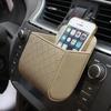 Car Air Vent Clip Leather Storage Bag Mobile Phone Earphone Key Glasses High Quality Storage Holder Use For Home/Office Amagi