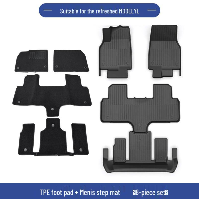 Tesla Model Y 6-Seater TPE Dirt-Resistant Floor Mats with Metal Pedals