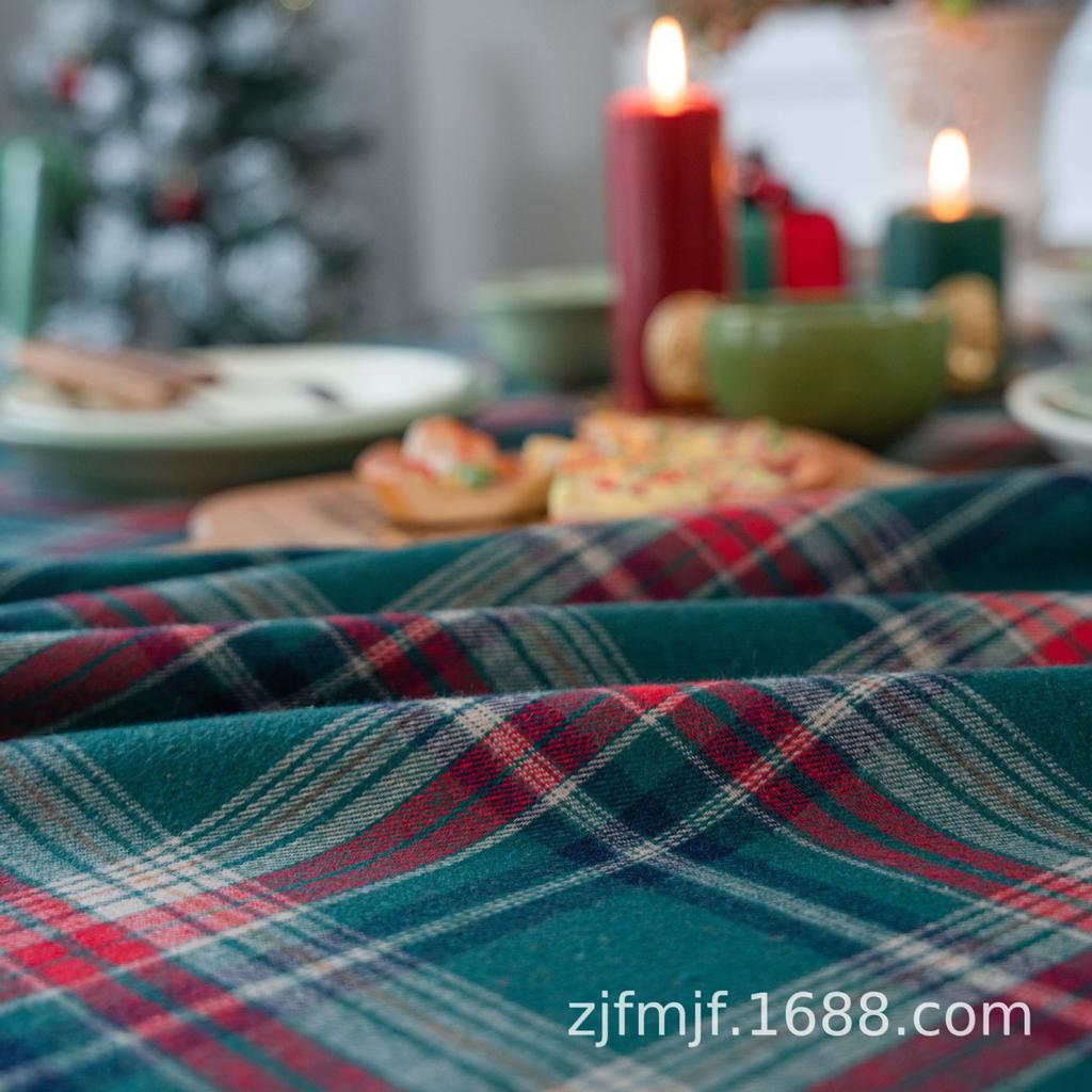 Cloth Dad Red And Green Plaid Christmas Tablecloth Dyed Dining Table Cloth Coffee Table Rectangular Decorative Background Cloth
