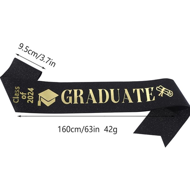 Black Color Graduation Stole Happy Graduation Party Sash Comfortable Graduation Sash for Teens College Photography Use