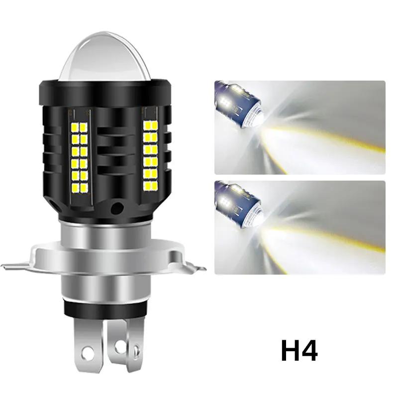1PC H4 LED Headlight for Motorcycle H6 BA20D Bulbs White Yellow Hi Low Beam Projector Lens Fog Lamp Scooter Motorbike Headlamp