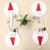 10-50Pcs Mini Christmas Hat Cutlery Tableware Holders Fork Knife Cutlery Bag Christmas New Year Party Home Table DIY Decoration