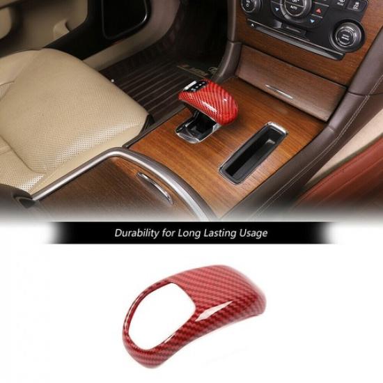 Red Carbon Gear Shift Head Knob Cover Trim Bezels for Jeep Grand Cherokee 14-15