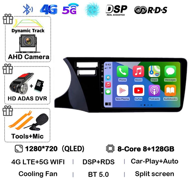 Android 14 Carplay Auto For Fit Honda City 2014 2015 2016 2017 Multimedia Stereo Car Radio DVD Video Player Navi Head Unit Audio