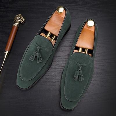 Mode Britse Stijl Heren Puntige Kwast Casual Leren Schoenen Mode Merk Suède Leer Comfortabel Formeel Zakelijk Leren Schoenen