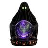 Unique Halloween Gift for Friends LED Lighted Faux Crystal Ball Decoration, Resin Witch/Skeleton/Cat/Ghost Figurine with Led Light