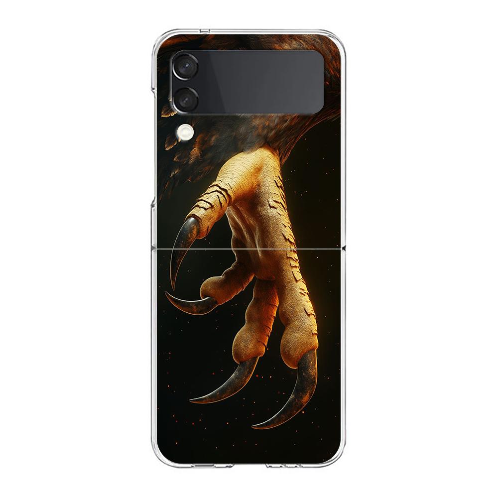 

Phone Cover For Samsung Galaxy Z Flip 7 6 5 4 Case Transparent For Samsung Z Flip 3 Hard PC Foldable Bag Eagle Hawk Bird Pattern for Samsung Z Flip