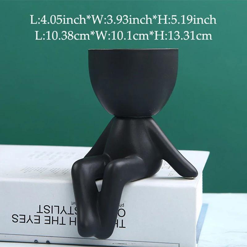 Decorative Succulent Planter Pot with Drainage Hole Handmade Ceramic Flower Pot Vase Statue Ornament for Indoor Outdoor