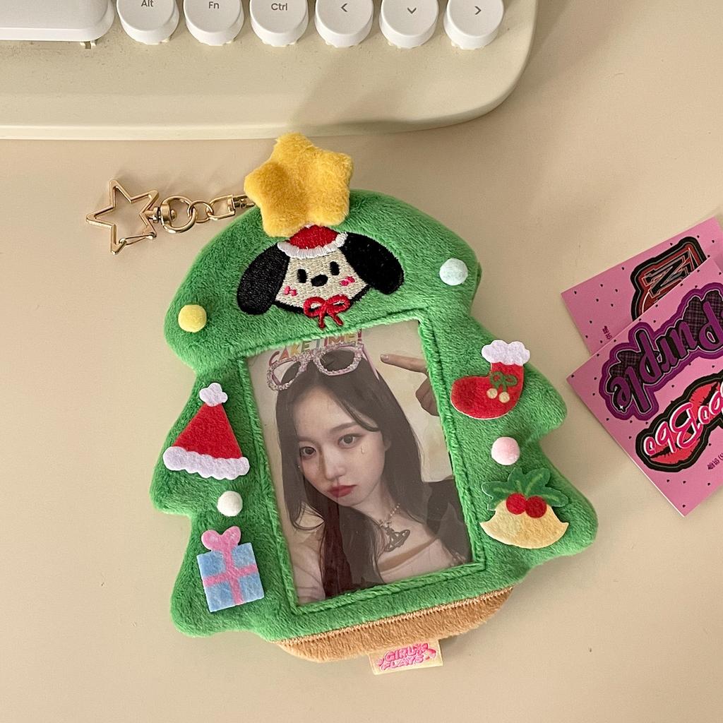 New Arrival Kawaii Christmas Series Plush Photocard Holder Kpop Photo Bus Card Protective Cover Case Bag Pendant Stationery