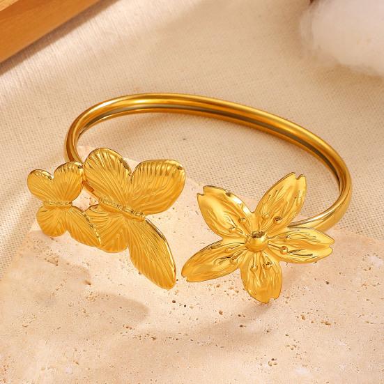 Goldene Manschettenarmbänder für Damen Vintage Blume Schmetterling Sonne Muschel Boho Armreifen Breites Offenes Manschettenarmband Schmuck für Sie