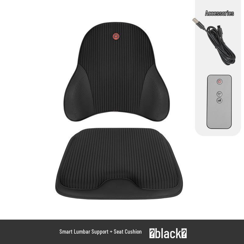 Electric Massage Lumbar Support Pillow - Memory Foam Car Seat Cushion with Remote Control.