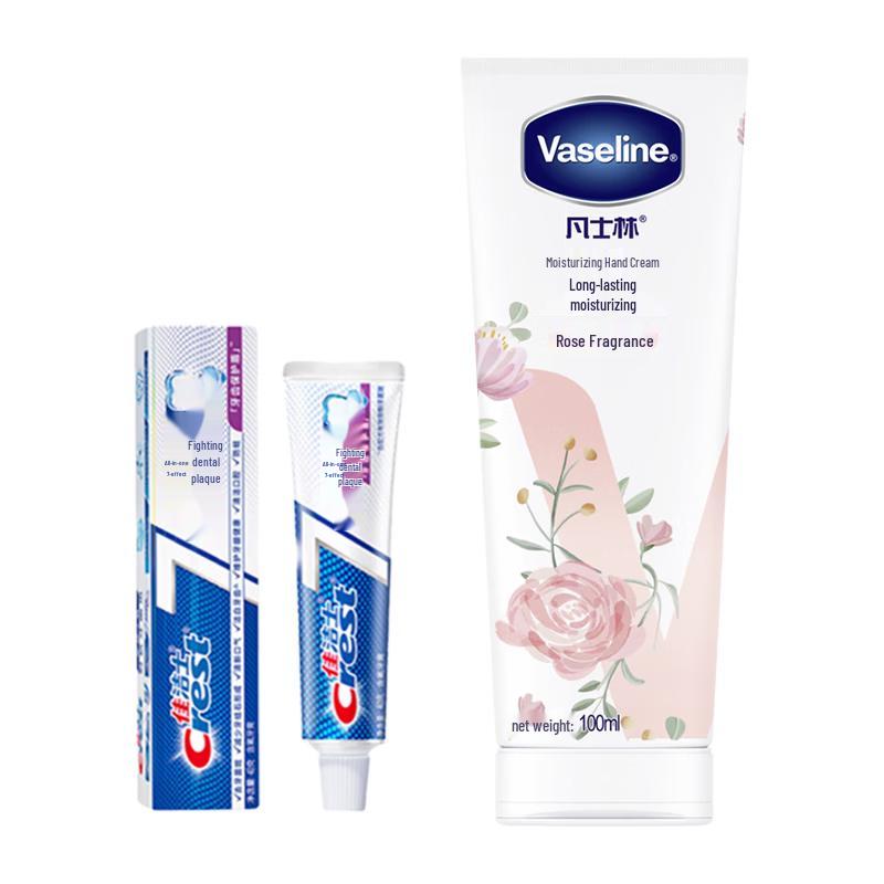 

Набор Crest 7-в-1 Зубная паста и Vaseline Розовый крем для рук