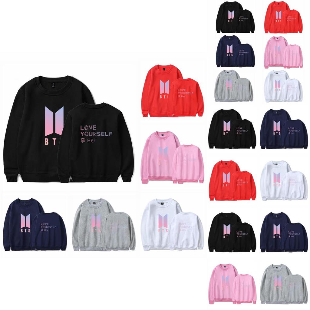 BTS-Sweatshirt mit Printmuster und Fleecefutter für jugendliche Fans