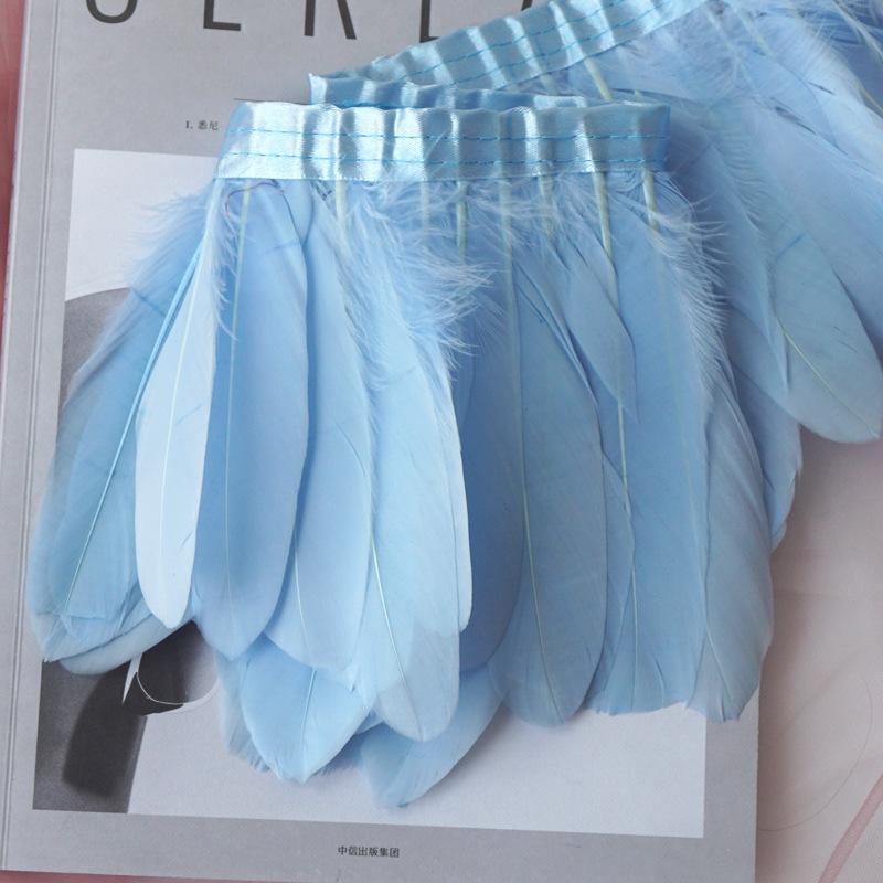 Color Hard Floating Feather Cloth Edge Goose Feather Cloth Strip Diy Feather Flower Skirt Shawl Stage Costume Wing Decoration