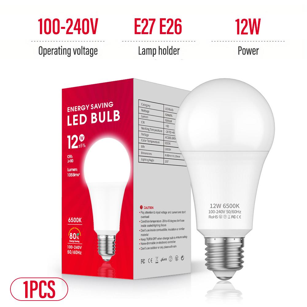 

Светодиодная лампа A19 12 Вт для цоколя E27 и E26 6500K белого цвета 1055 лм супер яркая энергосберегающая лампа для домашнего освещения, склада, подвала